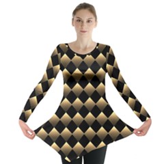 Golden Chess Board Background Long Sleeve Tunic 