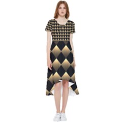 Golden Chess Board Background High Low Boho Dress by pakminggu