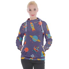 Space-seamless-pattern Women s Hooded Pullover by Salman4z