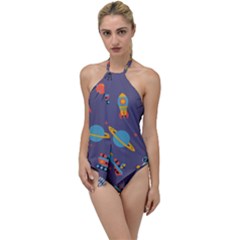 Space-seamless-pattern Go With The Flow One Piece Swimsuit by Salman4z