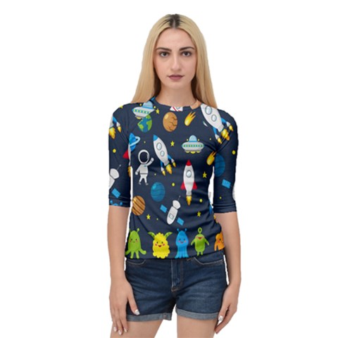 Big-set-cute-astronauts-space-planets-stars-aliens-rockets-ufo-constellations-satellite-moon-rover-v Quarter Sleeve Raglan Tee by Salman4z