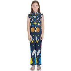 Big-set-cute-astronauts-space-planets-stars-aliens-rockets-ufo-constellations-satellite-moon-rover-v Kids  Sleeveless Ruffle Edge Band Collar Chiffon One Piece by Salman4z