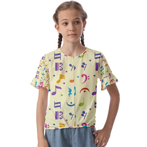 Seamless-pattern-musical-note-doodle-symbol Kids  Cuff Sleeve Scrunch Bottom Tee by Salman4z