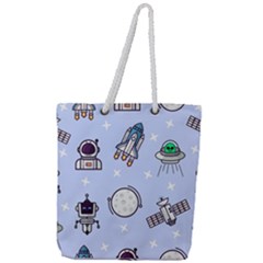 Seamless-pattern-with-space-theme Full Print Rope Handle Tote (large) by Salman4z