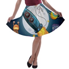 Spaceship-astronaut-space A-line Skater Skirt by Salman4z