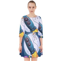 Spaceship-astronaut-space Smock Dress by Salman4z