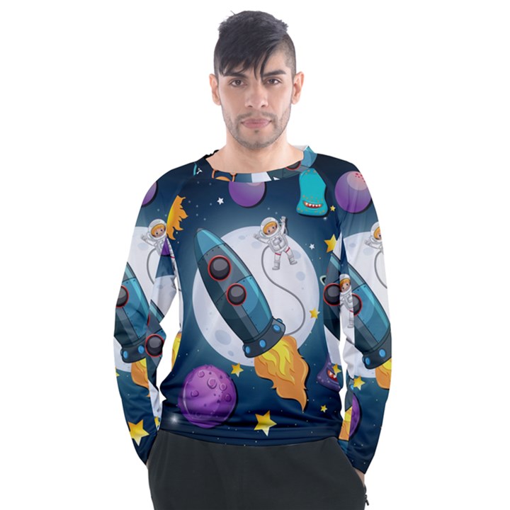 Spaceship-astronaut-space Men s Long Sleeve Raglan Tee