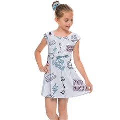 Music-themed-doodle-seamless-background Kids  Cap Sleeve Dress by Salman4z