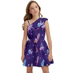 Space-seamless-pattern Kids  One Shoulder Party Dress by Salman4z