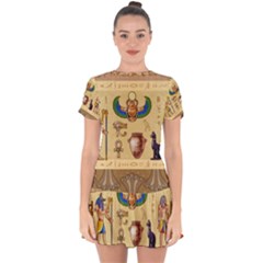 Egypt-horizontal-illustration Drop Hem Mini Chiffon Dress by Salman4z