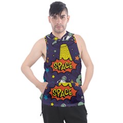 Vector-flat-space-design-background-with-text -- Men s Sleeveless Hoodie by Salman4z