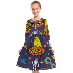 Vector-flat-space-design-background-with-text -- Kids  Midi Sailor Dress by Salman4z