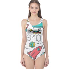 Space-cosmos-seamless-pattern-seamless-pattern-doodle-style One Piece Swimsuit by Salman4z