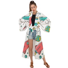 Space-cosmos-seamless-pattern-seamless-pattern-doodle-style Maxi Kimono by Salman4z