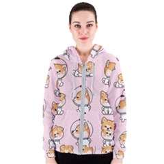 Set-kawaii-smile-japanese-dog-akita-inu-cartoon Women s Zipper Hoodie by Salman4z