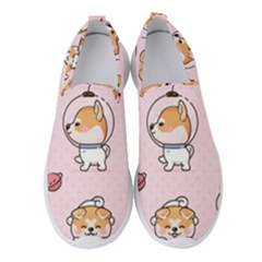 Set-kawaii-smile-japanese-dog-akita-inu-cartoon Women s Slip On Sneakers by Salman4z