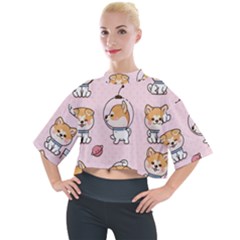 Set-kawaii-smile-japanese-dog-akita-inu-cartoon Mock Neck Tee by Salman4z