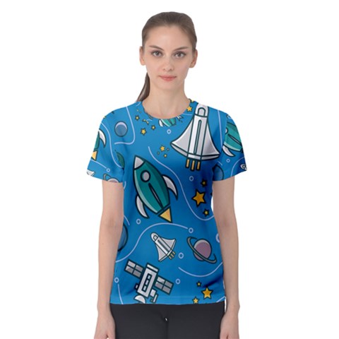 About-space-seamless-pattern Women s Sport Mesh Tee by Salman4z