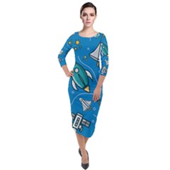 About-space-seamless-pattern Quarter Sleeve Midi Velour Bodycon Dress by Salman4z