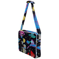 Seamless-pattern-with-space-objects-ufo-rockets-aliens-hand-drawn-elements-space Cross Body Office Bag by Salman4z