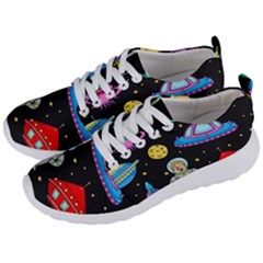 Seamless-pattern-with-space-objects-ufo-rockets-aliens-hand-drawn-elements-space Men s Lightweight Sports Shoes by Salman4z