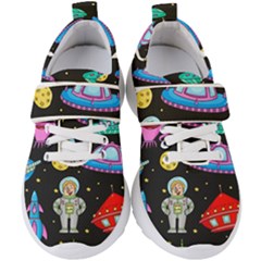 Seamless-pattern-with-space-objects-ufo-rockets-aliens-hand-drawn-elements-space Kids  Velcro Strap Shoes by Salman4z
