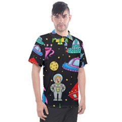 Seamless-pattern-with-space-objects-ufo-rockets-aliens-hand-drawn-elements-space Men s Polo Tee by Salman4z