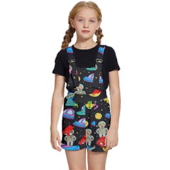 Seamless-pattern-with-space-objects-ufo-rockets-aliens-hand-drawn-elements-space Kids  Short Overalls by Salman4z