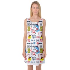 Monster-cool-seamless-pattern Sleeveless Satin Nightdress by Salman4z