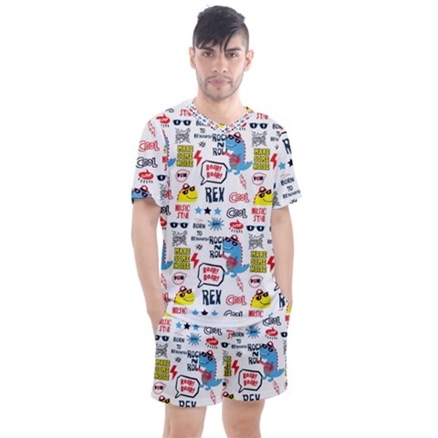 Monster-cool-seamless-pattern Men s Mesh Tee And Shorts Set by Salman4z