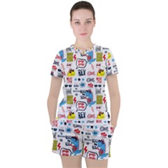 Monster-cool-seamless-pattern Women s Tee and Shorts Set