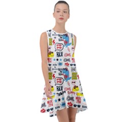 Monster-cool-seamless-pattern Frill Swing Dress