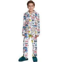 Monster-cool-seamless-pattern Kids  Long Sleeve Velvet Pajamas Set by Salman4z