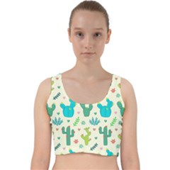 Cactus-succulents-floral-seamless-pattern Velvet Racer Back Crop Top by Salman4z