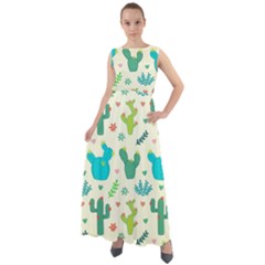 Cactus-succulents-floral-seamless-pattern Chiffon Mesh Boho Maxi Dress