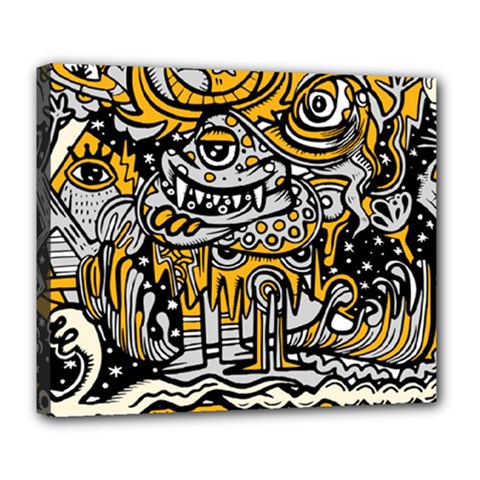 Crazy-abstract-doodle-social-doodle-drawing-style Deluxe Canvas 24  x 20  (Stretched)