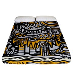 Crazy-abstract-doodle-social-doodle-drawing-style Fitted Sheet (California King Size)