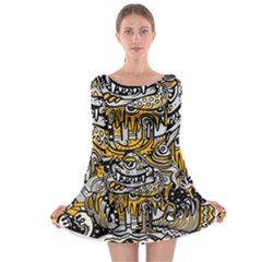 Crazy-abstract-doodle-social-doodle-drawing-style Long Sleeve Skater Dress