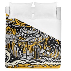Crazy-abstract-doodle-social-doodle-drawing-style Duvet Cover (Queen Size)