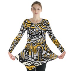 Crazy-abstract-doodle-social-doodle-drawing-style Long Sleeve Tunic 