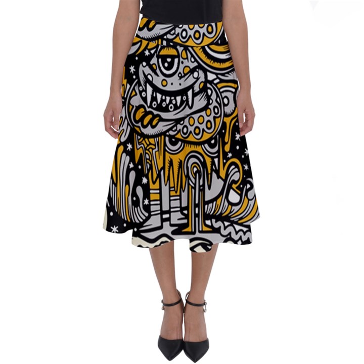 Crazy-abstract-doodle-social-doodle-drawing-style Perfect Length Midi Skirt