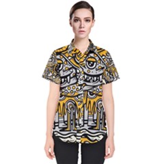 Crazy-abstract-doodle-social-doodle-drawing-style Women s Short Sleeve Shirt