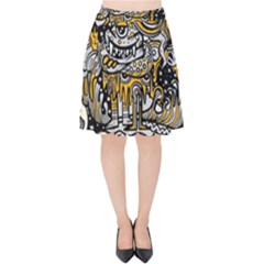 Crazy-abstract-doodle-social-doodle-drawing-style Velvet High Waist Skirt