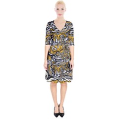 Crazy-abstract-doodle-social-doodle-drawing-style Wrap Up Cocktail Dress