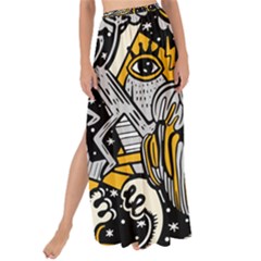 Crazy-abstract-doodle-social-doodle-drawing-style Maxi Chiffon Tie-Up Sarong