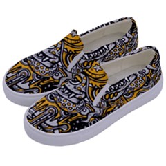 Crazy-abstract-doodle-social-doodle-drawing-style Kids  Canvas Slip Ons