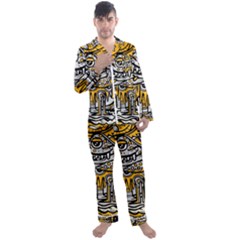 Crazy-abstract-doodle-social-doodle-drawing-style Men s Long Sleeve Satin Pajamas Set