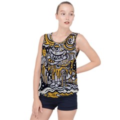 Crazy-abstract-doodle-social-doodle-drawing-style Bubble Hem Chiffon Tank Top