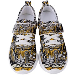 Crazy-abstract-doodle-social-doodle-drawing-style Women s Velcro Strap Shoes