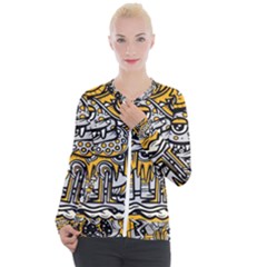 Crazy-abstract-doodle-social-doodle-drawing-style Casual Zip Up Jacket